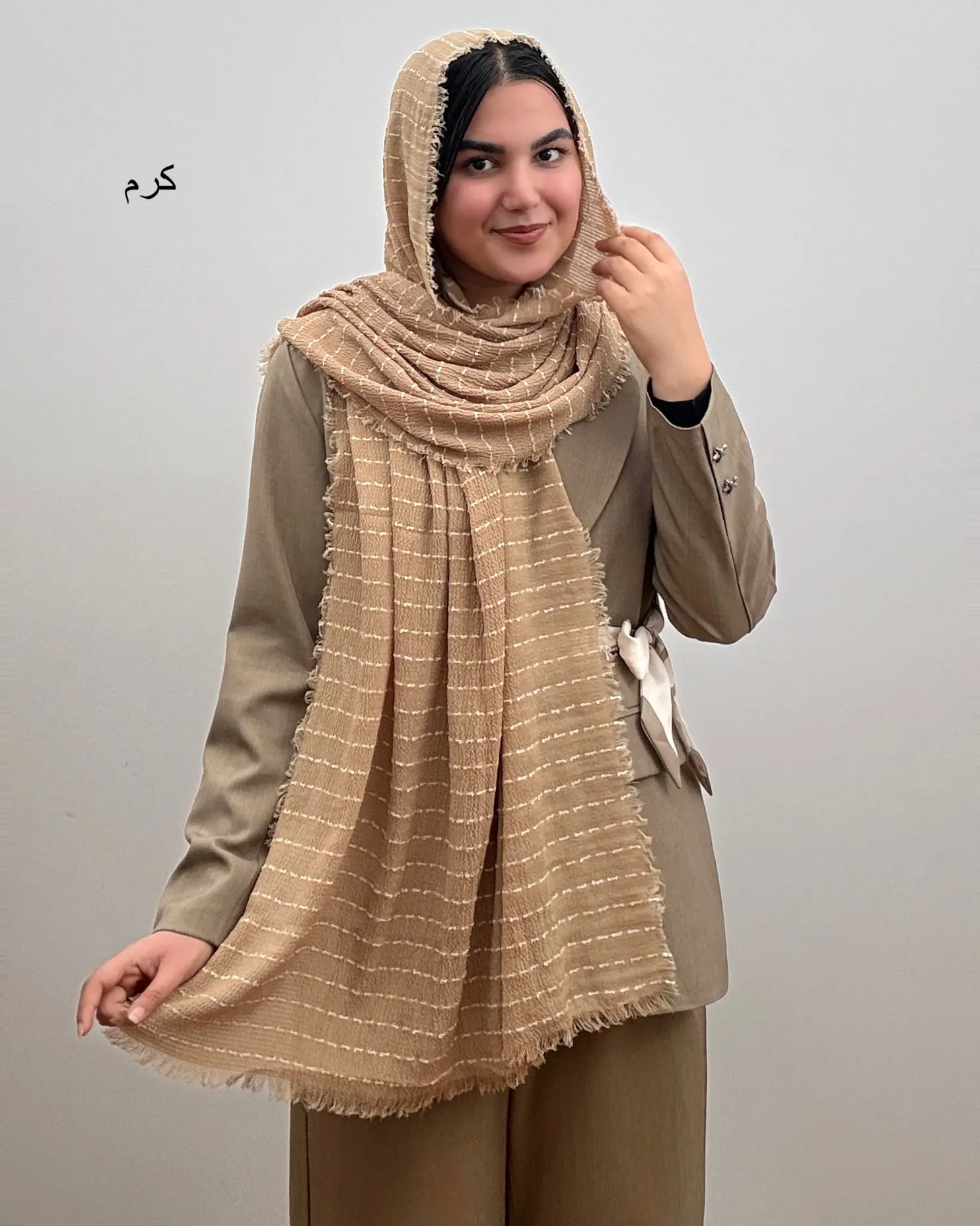 شال نخی زنانه مدل کوک دوزی